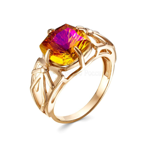Кольцо из золочёного серебра с кристаллом Сваровски Астральный розовый 0001кз-001API