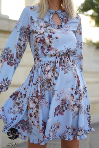 Платье мини с цветочным принтом
