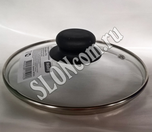 Крышка с ручкой стеклянная 16см., с металлическим ободком, паровывуском