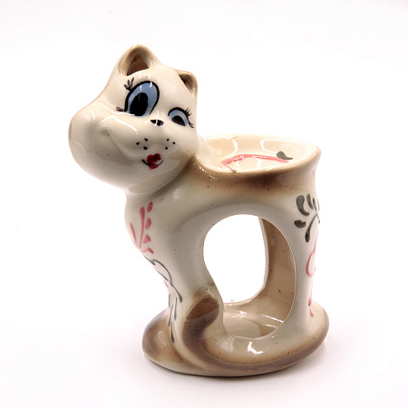 Аромалампа Кот с сердечком керамика глазурь