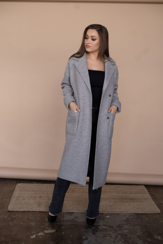 Пальто женское демисезонное 20550  (серый/диагональ)