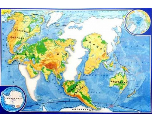 Магнитный картографический пазл мира (фрагменты по материкам и океанам) 33х23см.