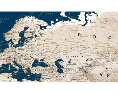 Дизайнерская настенная политическая карта карта мира в морском стиле, синяя (35 млн) 120х80см.