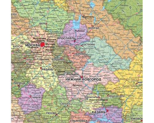 Огромная настенная карта России., Политико-административная настенная карта РФ большая (2,9 млн.) 290х187см.