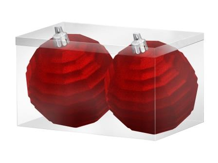 Новогоднее подвесное украшение Шары вихрь красный бархат из полистирола, набор из 2 шт / 8x8x8см арт.81904