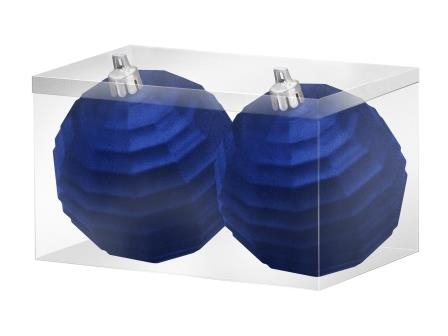 Новогоднее подвесное украшение Шары вихрь синий бархат из полистирола, набор из 2 шт / 8x8x8см арт.81905