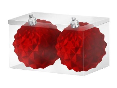 Новогоднее подвесное украшение Шары мозаика красный бархат из полистирола, набор из 2 шт / 8x8x8см арт.81901