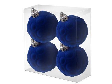 Новогоднее подвесное украшение Шары уют синий бархат из полистирола, набор из 4 шт / 6x6x6см арт.81914