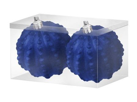 Новогоднее подвесное украшение Шары Королевы синий бархат из полистирола, набор из 2 шт / 8x8x8см арт.81899
