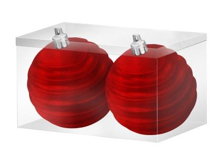 Новогоднее подвесное украшение Шары гипноз красный бархат из полистирола, набор из 2 шт / 8x8x8см арт.81910