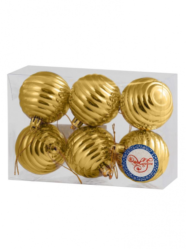Новогоднее подвесное украшение Золотые кольца из полистирола, размер 6 см (набор из 6ти шт) / 17,4х11,6х5,8см арт.80671
