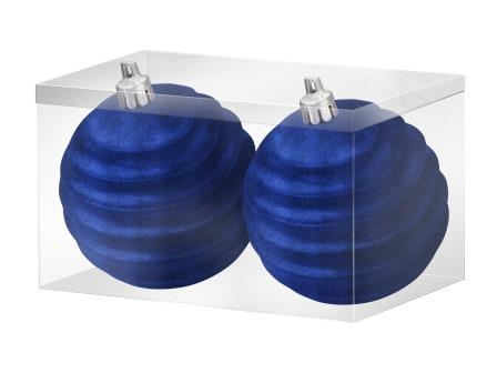 Новогоднее подвесное украшение Шары гипноз синий бархат из полистирола, набор из 2 шт / 8x8x8см арт.81911