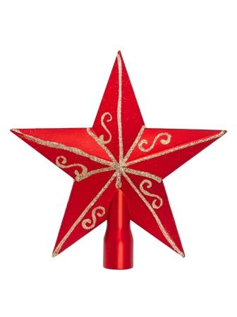 Новогоднее украшение-верхушка на елку Красный узор из полистирола / 16x2x22см арт.81868