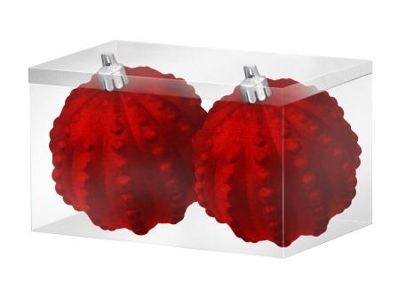 Новогоднее подвесное украшение Шары Королевы красный бархат из полистирола, набор из 2 шт / 8x8x8см арт.81898