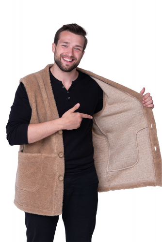 Мужской жилет из верблюжьей шерсти оптом (MEN VEST WOOL, цвет CAMEL)