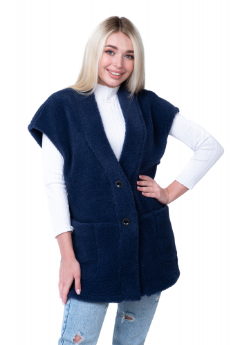 Женский жилет WOOL, цвет ИНДИГО, цвет СИНИЙ