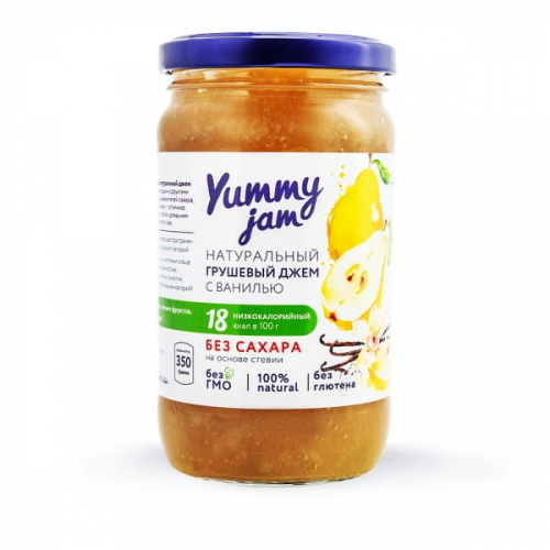Yummy Jam. Фруктовый натуральный джем без сахара, грушевый с ванилью 350 гр. 1/15
