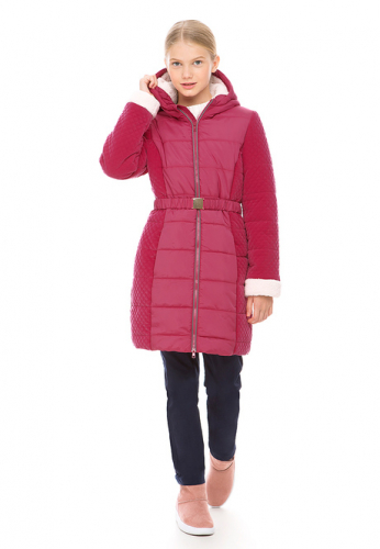 Утепленная куртка для девочки, цвет ягодный