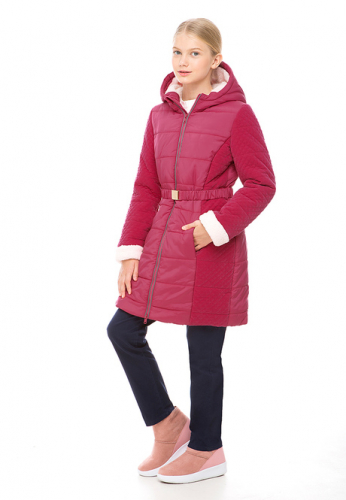 Утепленная куртка для девочки, цвет ягодный