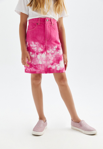 Джинсовая юбка с принтом «тай-дай» для девочки