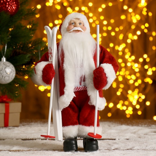 Дед Мороз «В красной шубке: на лыжах», 29 см