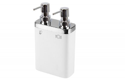 VIVA E11 Кухонный дозатор пластиковый двойной, объём 0,3л и 0,6л (белый)