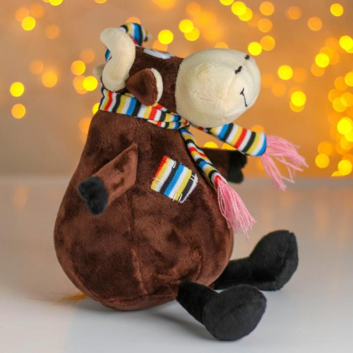 Мягкая игрушка «Бычок в шапке», 15 см, цвет коричневый