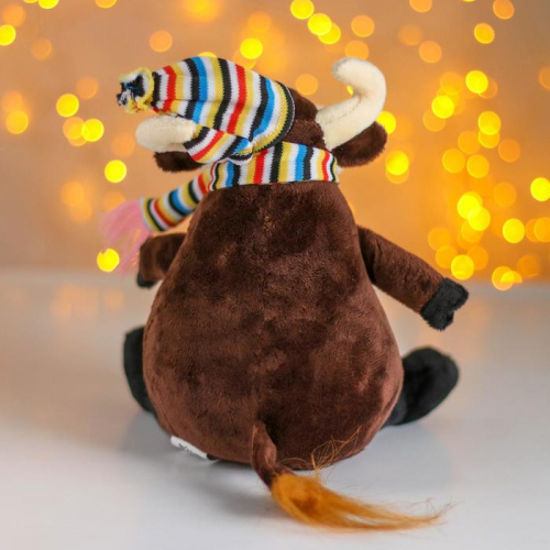 Мягкая игрушка «Бычок в шапке», 15 см, цвет коричневый