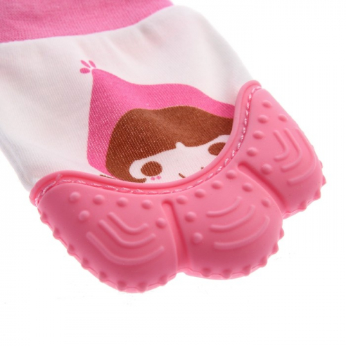 Прорезыватель рукавичка «Девочка в шапочке», цвет розовый