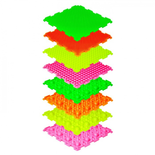 Детский массажный коврик «Орто», 8 модулей, набор № 1, флуоресцентные цвета, МИКС