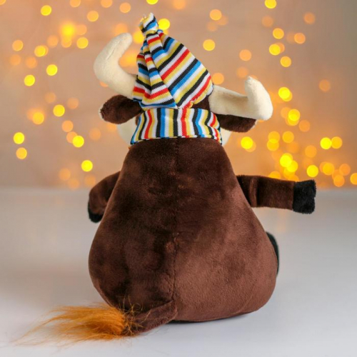 Мягкая игрушка «Бычок в шапке», 20 см, цвет коричневый