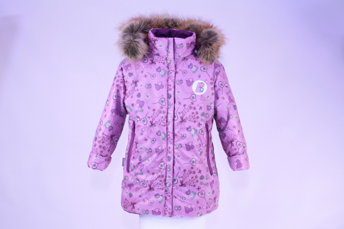 Куртка зимняя подростковая Динамика  Фиолетовые птички