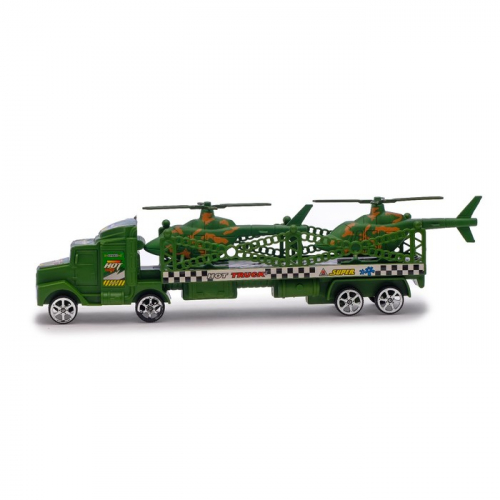 Грузовик инерционный «Военный автовоз», с 2 вертолетами, МИКС