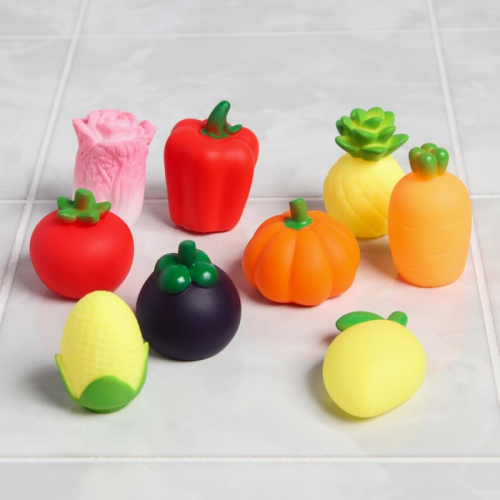 Набор резиновых игрушек для игры в ванной «Овощной набор», 9 шт