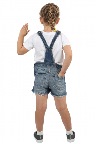 Детские джинсовые шорты-комбинезон с потертостями – выносливый премиум деним №521