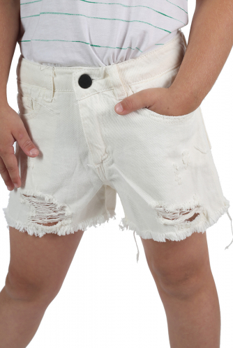 Белые детские шорты для девочек – трендовый рваный дизайн «как у взрослых» №539