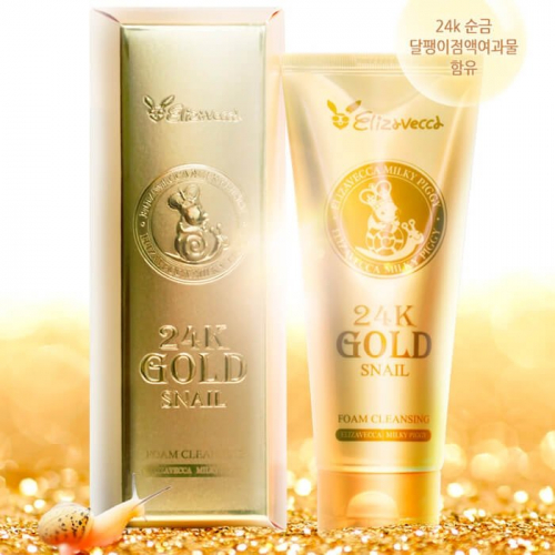 450рElizavecca Пенка для умывания с колоидным золотом и муцином улитки 24K Gold Snail Cleansing Foam 180мл