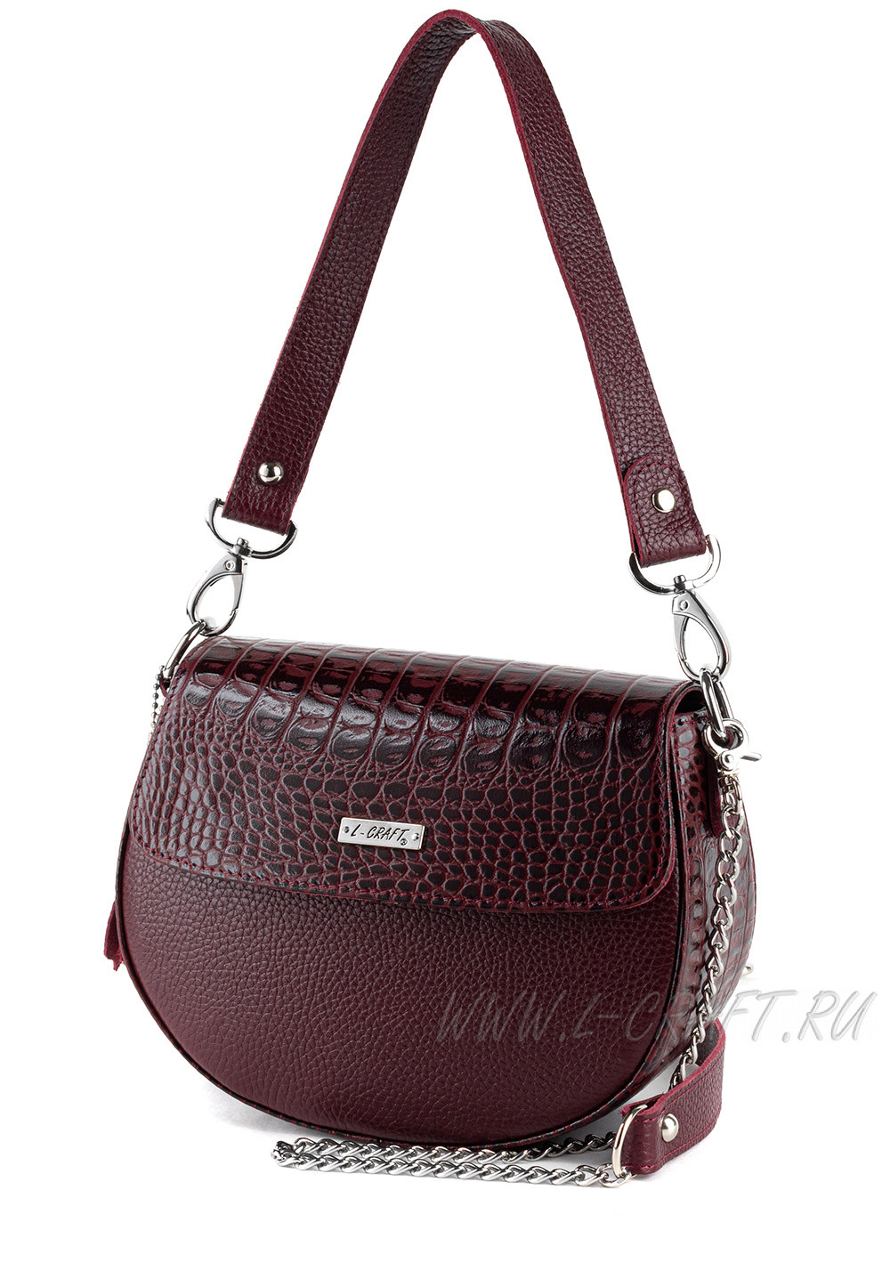Модель №L128 | кожа | гладкий крокодил | бордовый | К209-3 | 27809