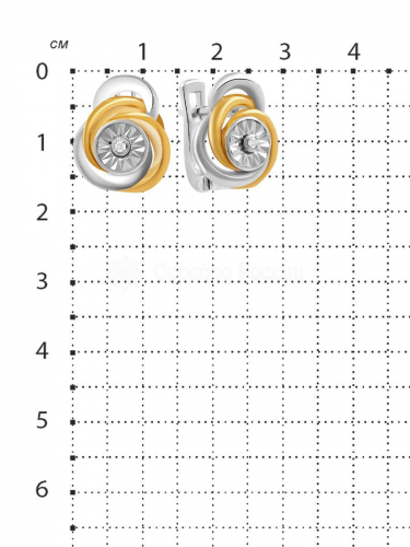 Серьги из родированного серебра с бриллиантом и золочением 925 пробы SE01991I3/G