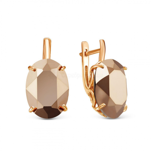 Серьги из золочёного серебра с кристаллами Swarovski Розовое золото 925 пробы 0025сз-001 ROGL