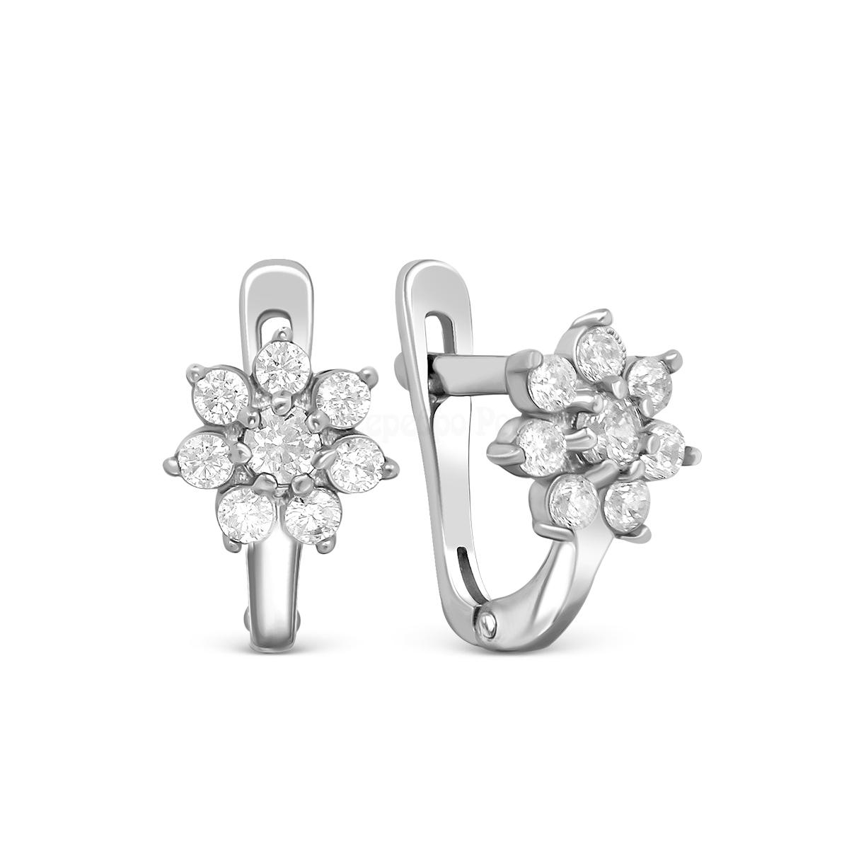 Серьги детские из серебра с фианитами родированные 925 пробы 402011-033р