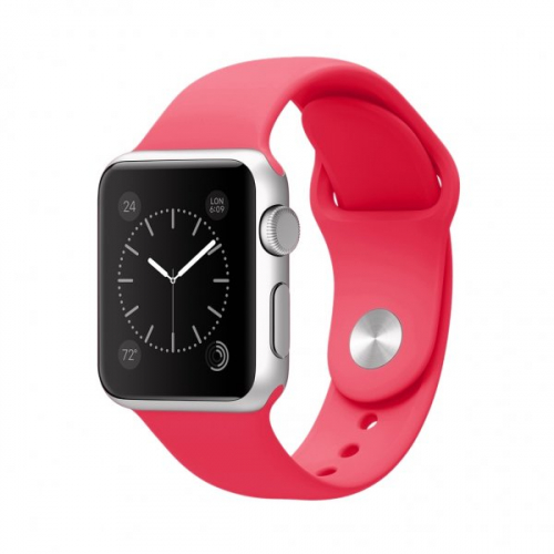 Ремешок для Apple Watch 42mm M/L силиконовый ярко-розовый