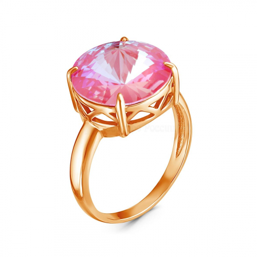 Кольцо из золочёного серебра с кристаллами Swarovski Розовый лотос