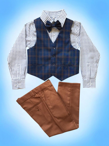 Комплект для мальчика рубашка+брюки + жилетка+ бабочка арт.К/БМ-59