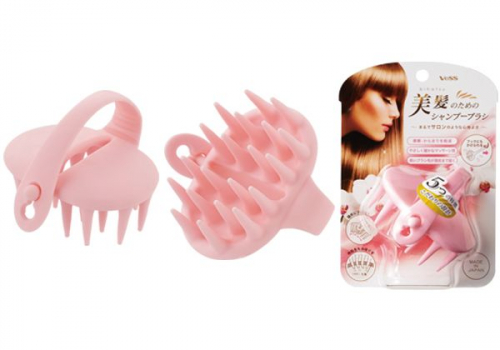 VeSS Bihatsu Shampoo Brush Силиконовая щетка-массажер для мытья головы, розовая, 1шт.