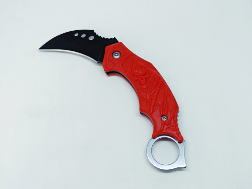 Нож Коготь складной, средний, 125мм,  длина клинка 50мм, цвет красный (048)