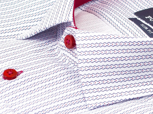 Стильная приталенная мужская рубашка Poggino 5008-04 в полоску с длинными рукавами