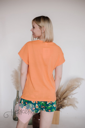 Женская пижама ЖП 022 (оранжевый+принт авокадо)