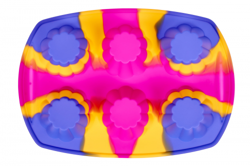 Силиконовая форма для выпечки, мультиколор 3 цвета, кексы