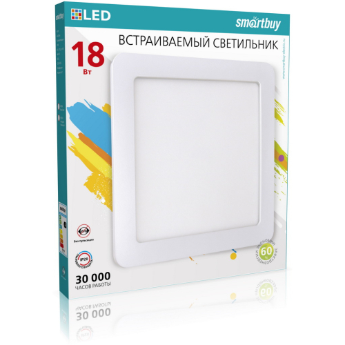 Светодиодный встраиваемый светильник Smartbuy DL Square SBL-DLSq-18-65K, 18W/6500K/IP20 (белый)